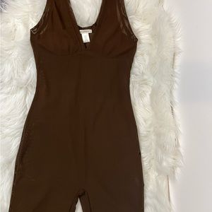 Women's Nude Cocoa Brown Sheer Playsuit Size Small